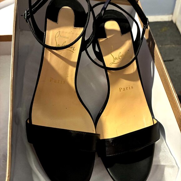 Christian Louboutin red bottom strappy heels. - Picture 2 of 5